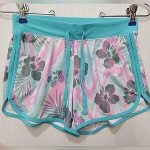 Justice girls active pull-on shorts- Size , teal- blue, purple & grey